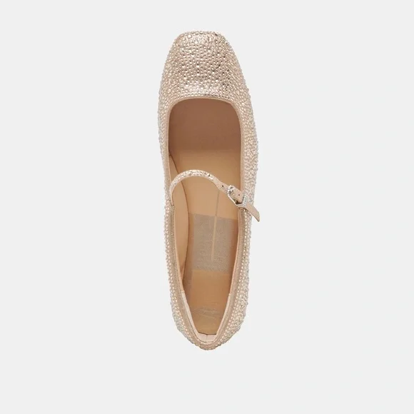 DOLCE VITA REYES CRYSTAL BALLET FLATS IN LIGHT GOLD 8.5 - Picture 5 of 12